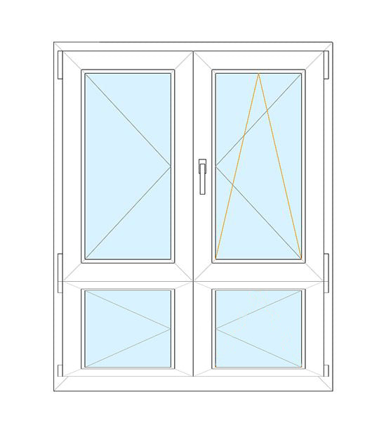 Finestra in PVC 2 ante 130x95 + finestra 2 ante 130x35 con apertura a gancetto