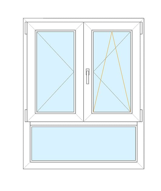 Finestra in PVC 2 ante con sottoluce fisso 100x160