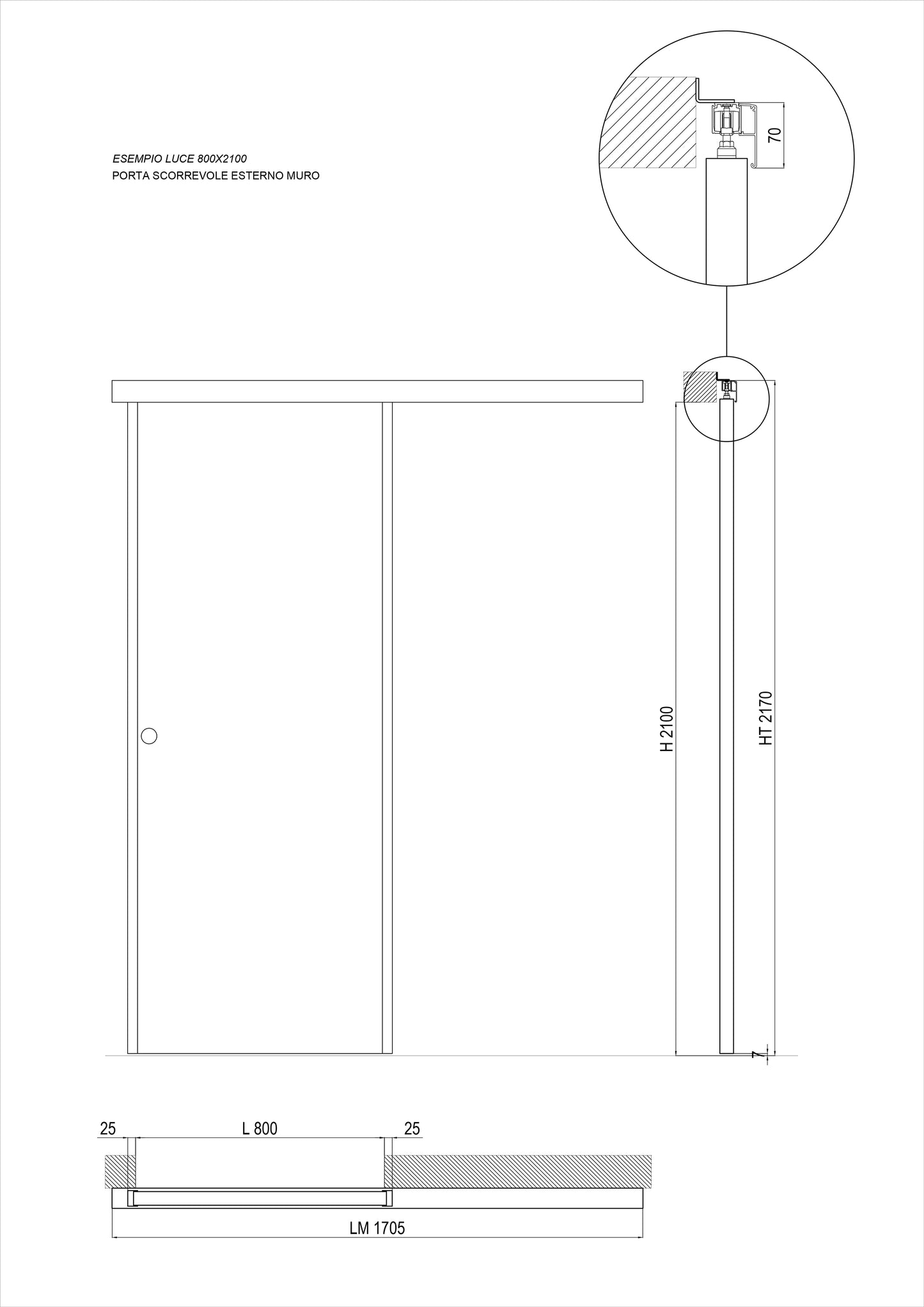 Porta 1 anta scorrevole esterno muro BIANCO HD