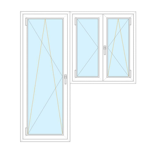 Portafinestra a bandiera in LEGNO MORDENZATO/ALLUMINIO EFFETTO LEGNO 70x240-130x150