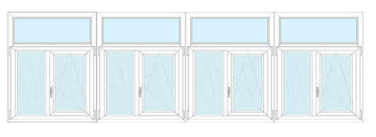 Vetrata composta da n. 4 finestre 1 anta con laterale fisso e sopraluce fisso misura totale 782x182
